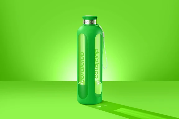 Sklenená fľaša "Clear Water", zelená